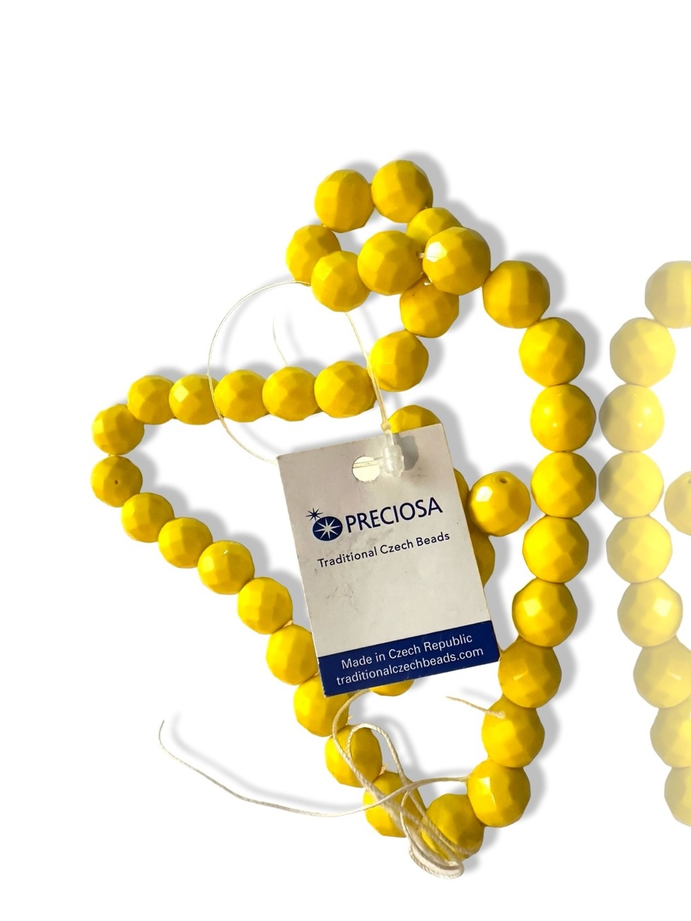 Yellow Faceted VTG Preciosa Czech Glass Beads, 20 Pieces